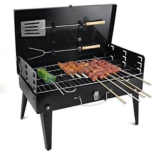 Stainless Steel Barbecue Grill Briefcase Style Toaster (Medium Black) - JanakiShop.in