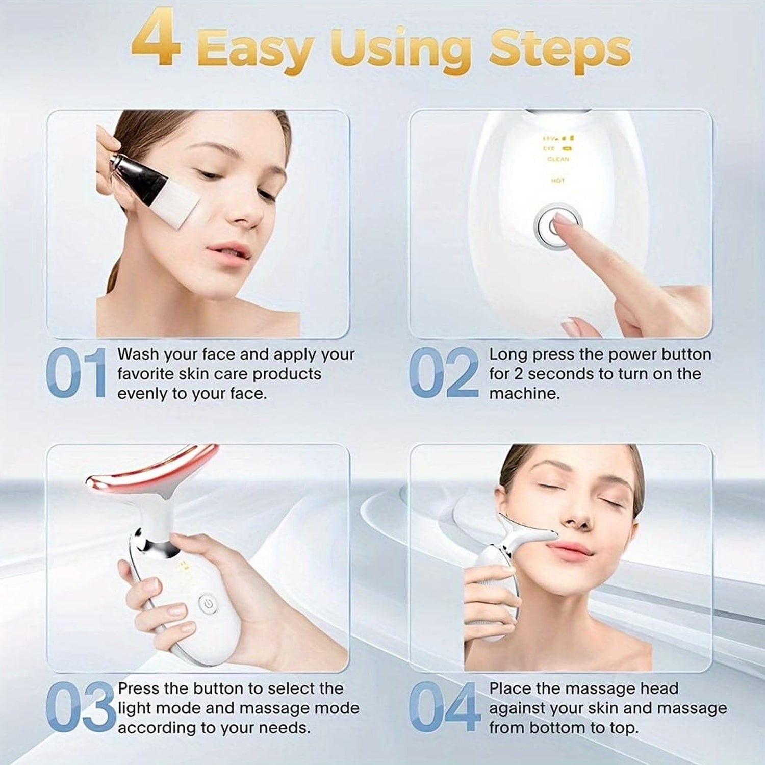 Electric Face Massager Wrinkle Remover Led Photon Face Beauty Device (1 Pc) - JanakiShop.in