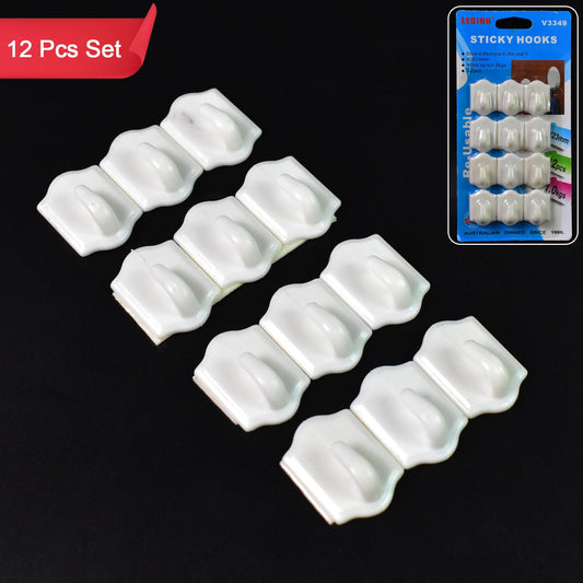 Small Adhesive Hooks For Wall Hanging Adhesive Hooks (12 Pcs Set) - JanakiShop.in
