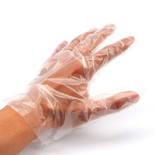 Plastic Transparent Disposable Clear Gloves (White) (100pc) - JanakiShop.in