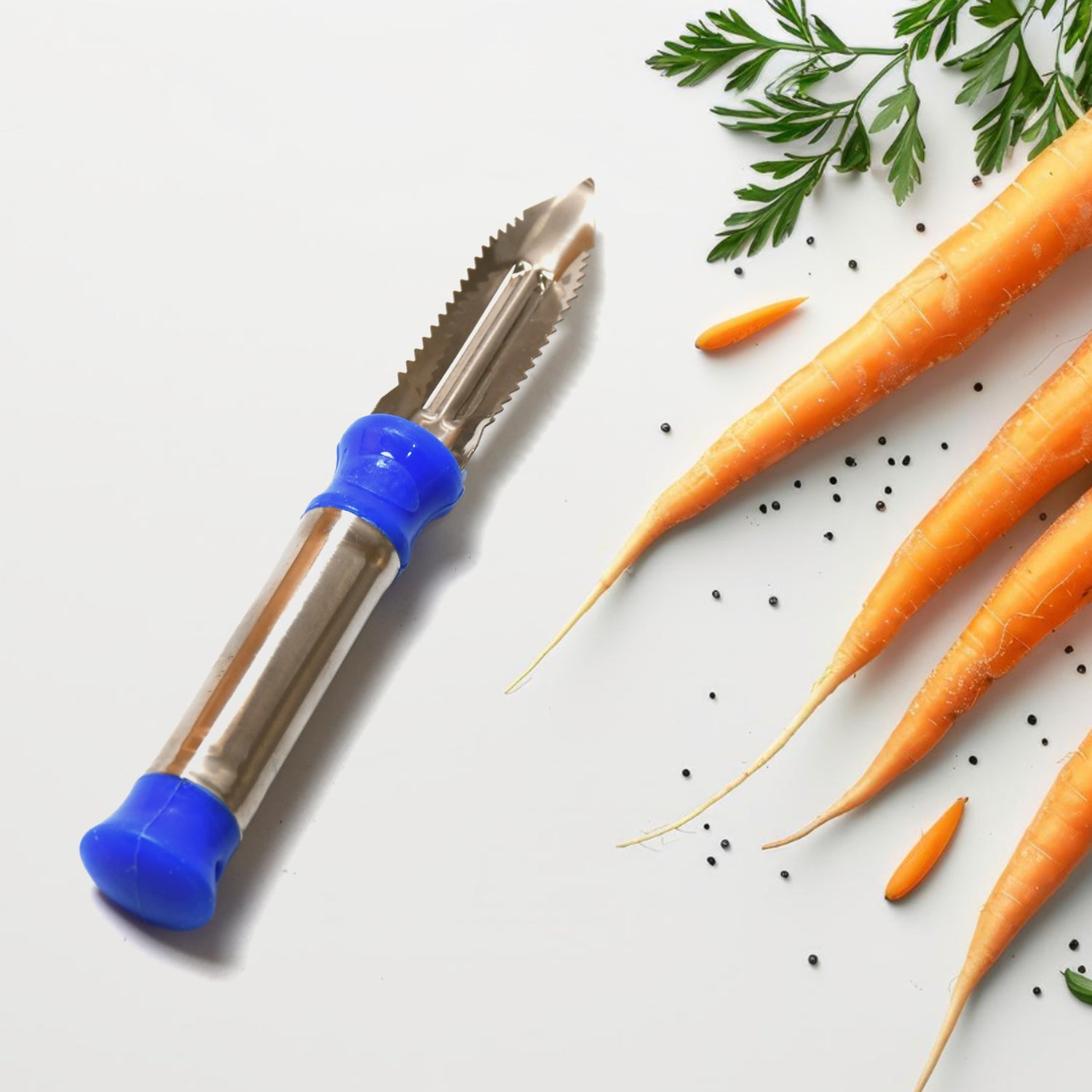 2in1 Multi-purpose Stainless Steel Peeler With Hanging Ring For Vegetables Potato Peeler Carrot Grated Suitable For Peeling And Shredding Fruit And Vegetables Kitchen Accessories Piller (1 Pc) - JanakiShop.in