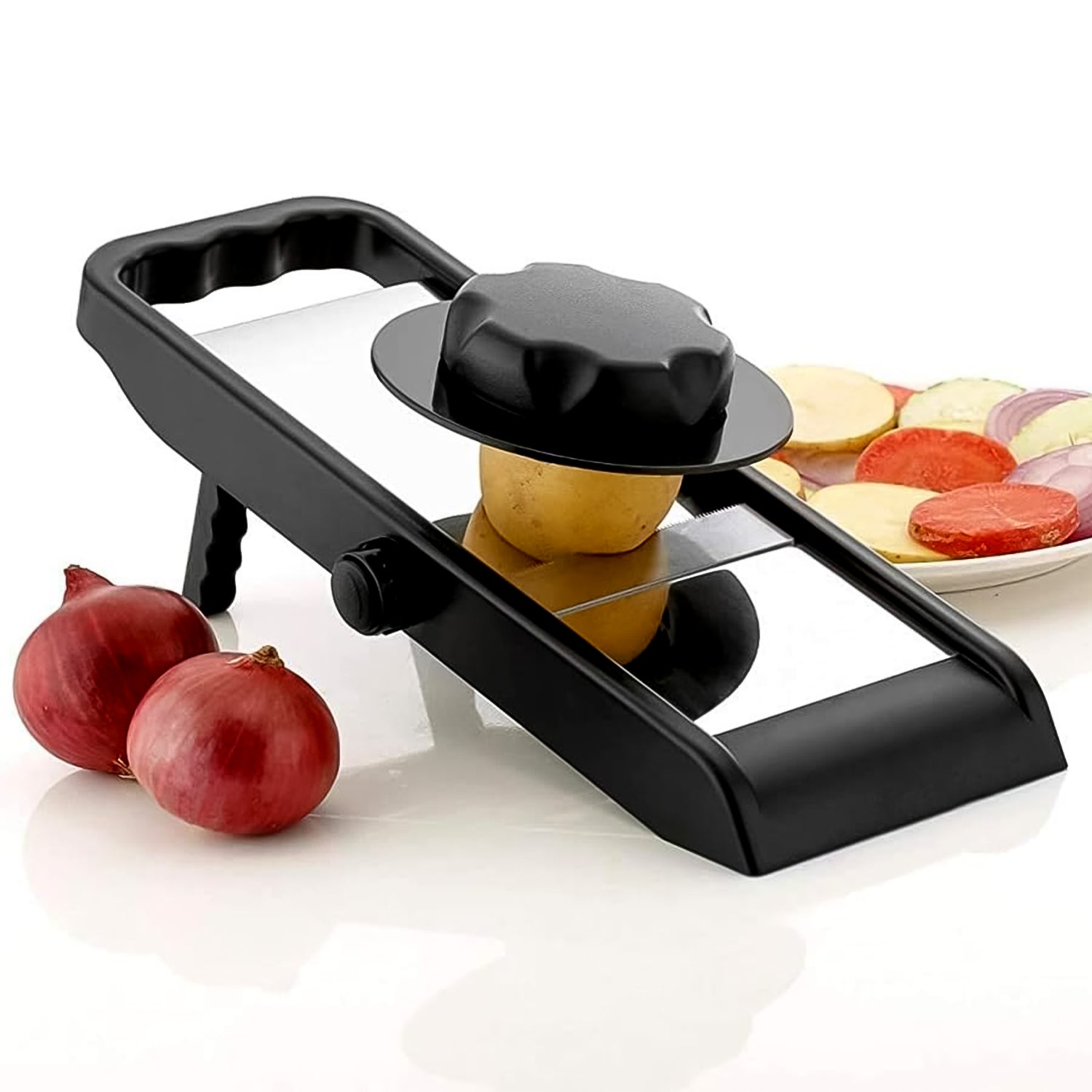 Adjustable Slicer Stainless Steel And Plastic Premium Multipurpose Potato  Onion Slicer And Grater (1 Pc) - JanakiShop.in