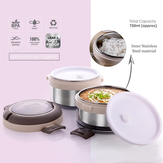 Ganesh Steko-2 Double Layer Stainless Steel Insulated Lunch Box Set - JanakiShop.in