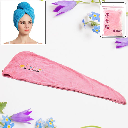Microfiber Hair Wrap Towel Cap (1 Pc  63x23 Cm   Mix Color) - JanakiShop.in