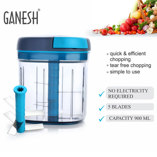 Ganesh Master Chopper With 5 Stainless Steel Blades Xl Large Jumbo Chopper (900 Ml) - JanakiShop.in